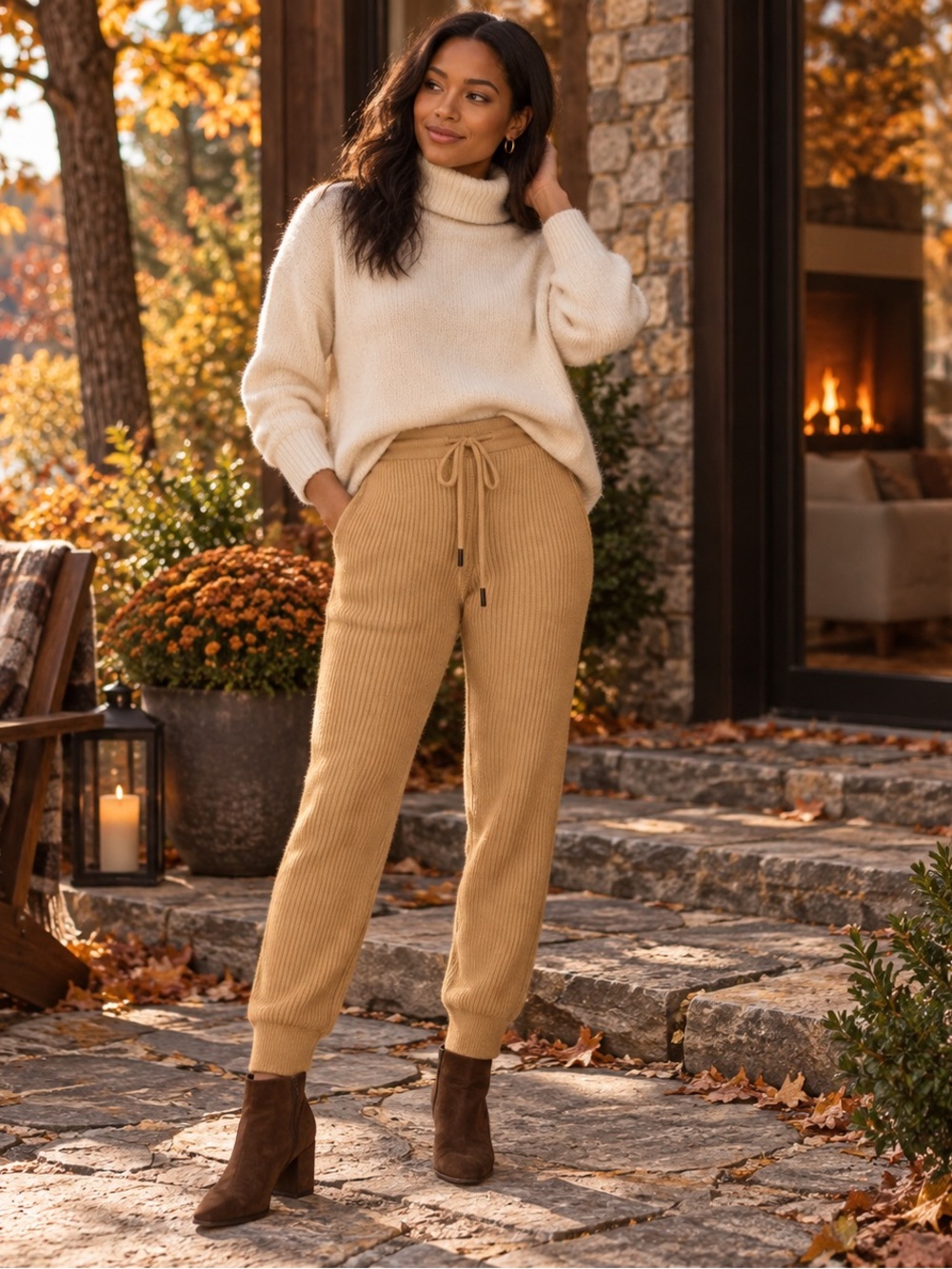 SIMKHAI Nina Ribbed-Knit Sweatpants